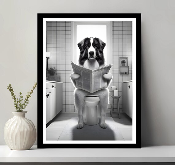 Bulgarian Shepherd Dog Wall Art Funny Bathroom Decor In Toilet Animal Petshop Gift