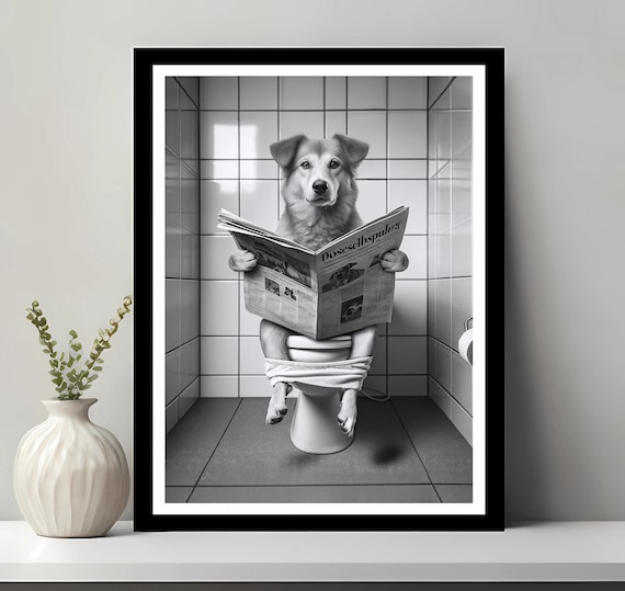 Pariah Wall Art Funny Bathroom Decor In Toilet Animal Petshop Dog Gift