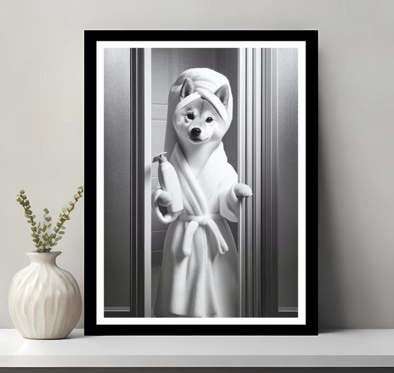 Shiba Inu Wall Art Bathroom Print Photo Gift Funny Decor