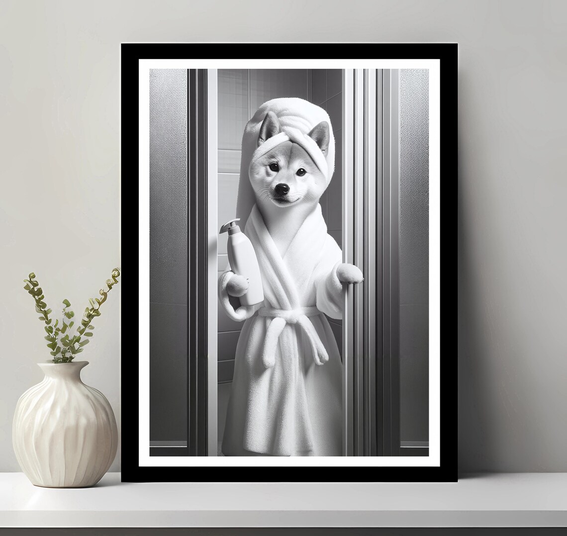Shiba Inu Wall Art Bathroom Print Photo Gift Funny Decor