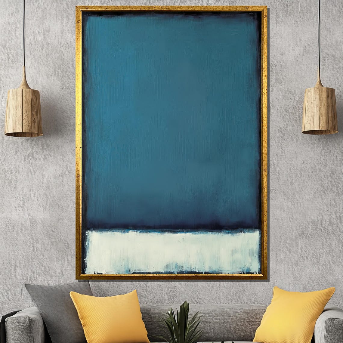 Rothko Style Deep Teal And White Color Field Abstract Poster