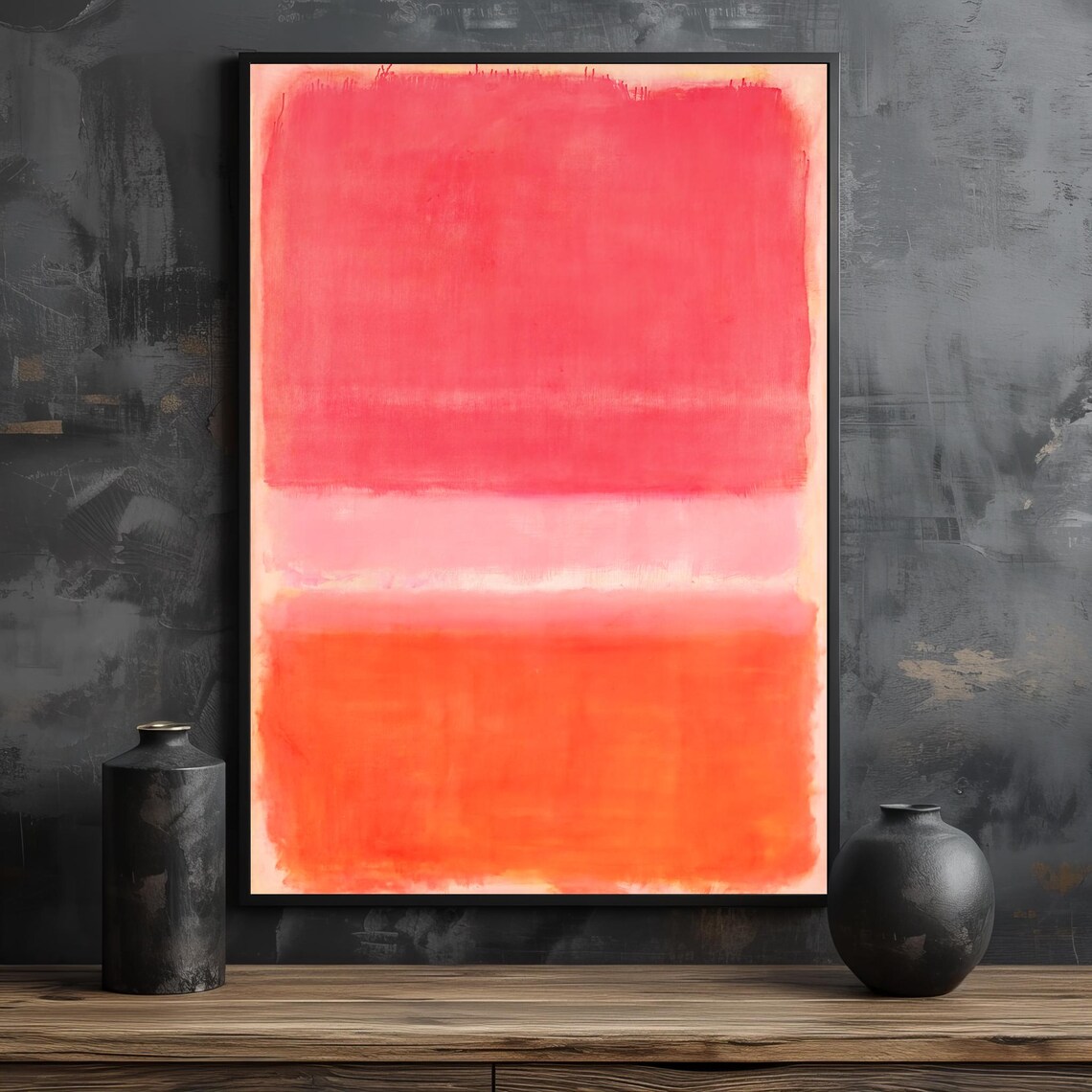Mark Rothko Style Pink And Warm Orange Abstract Color Field Poster - Image 2