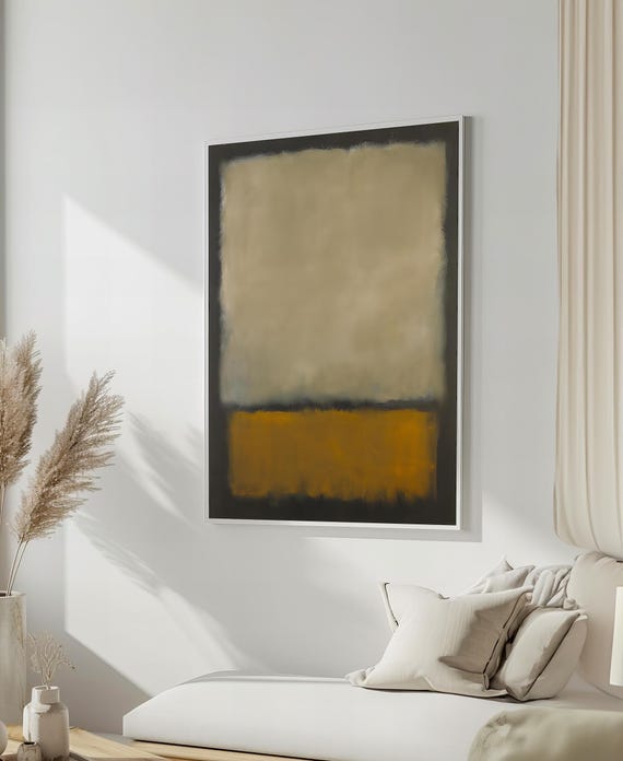 Elegant Mark Rothko Painting In Soft Beige And Warm Mustard Subtle Abstract Art Gift For Modern Homes
