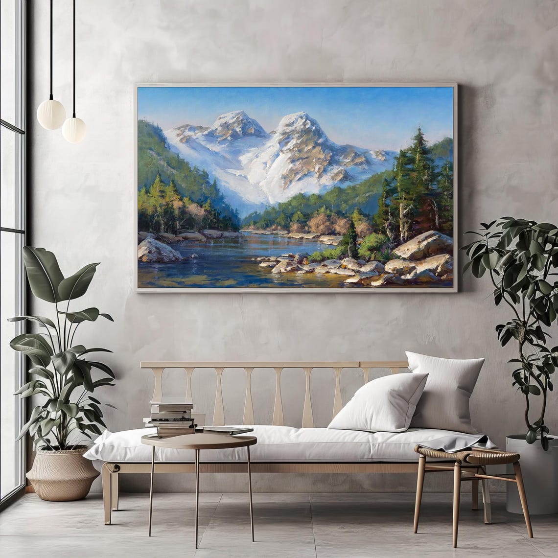 Majestic Snow Capped Mountain Landscape Art Ideal Gift For Adventure Seekers Tranquil Nature Wall Decor - Image 2