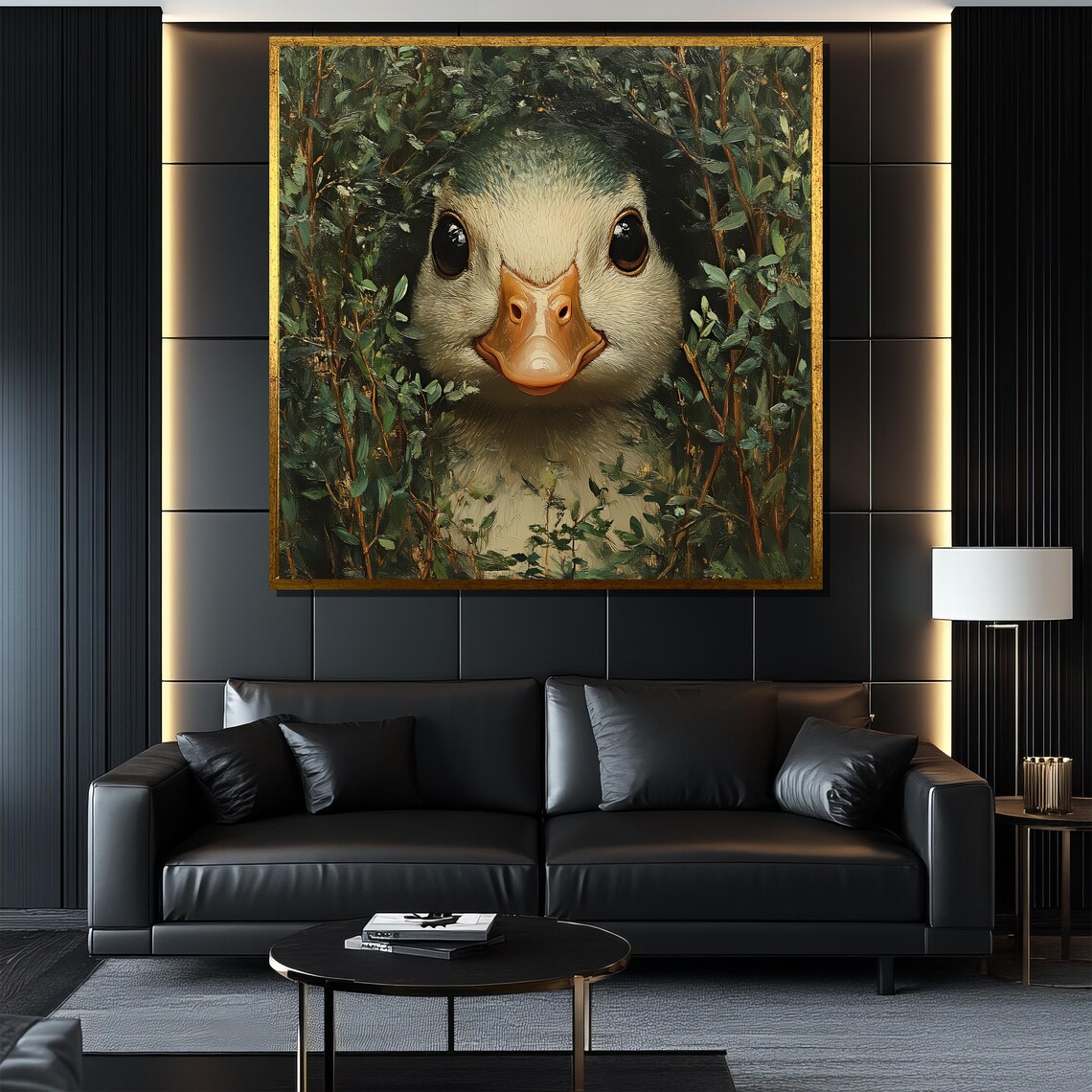 Cute Duckling Peeking Through Green Foliage Adorable Animal Poster - Image 4