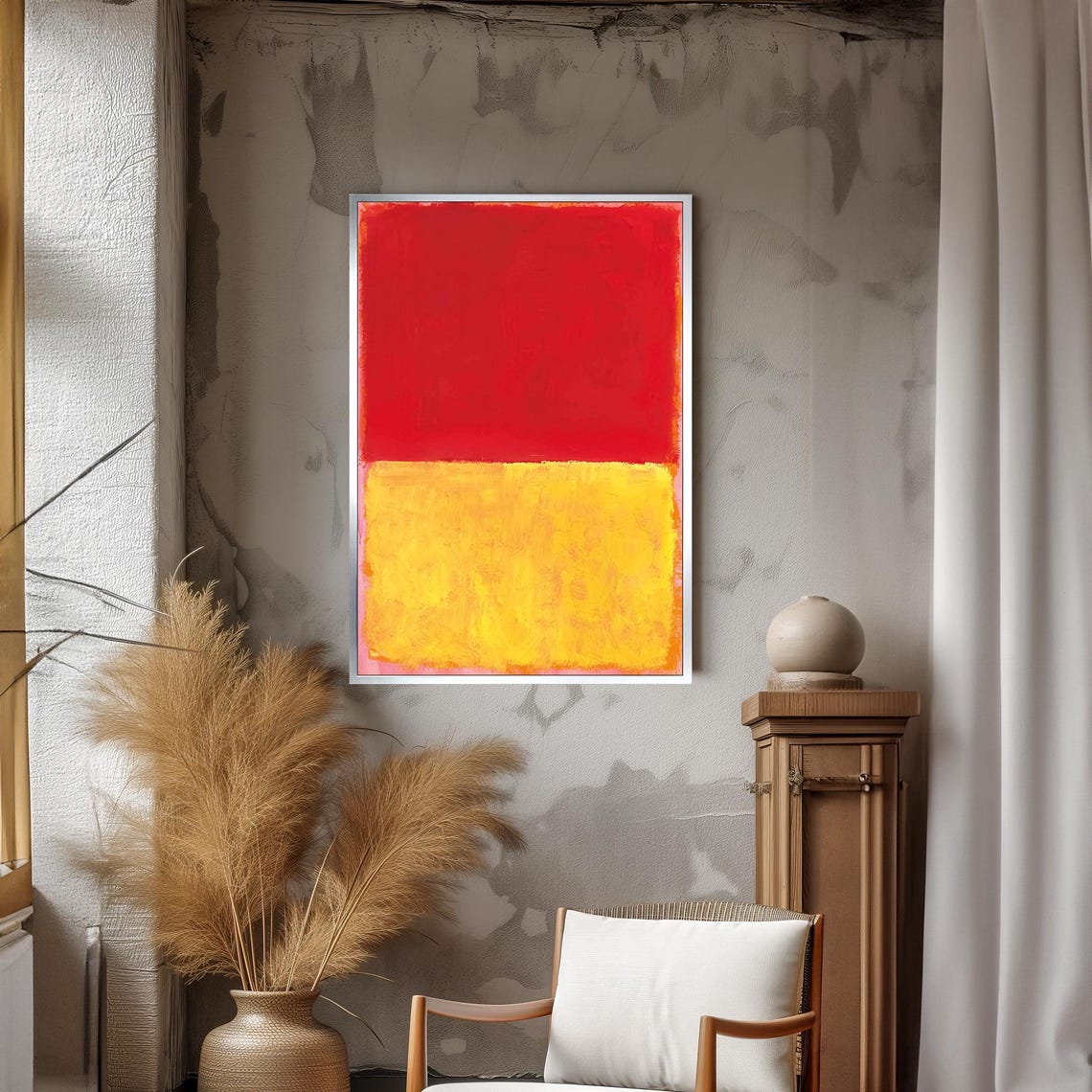 Vibrant Red Yellow Bold Bright Color-Field Abstract Modern Poster - Image 3
