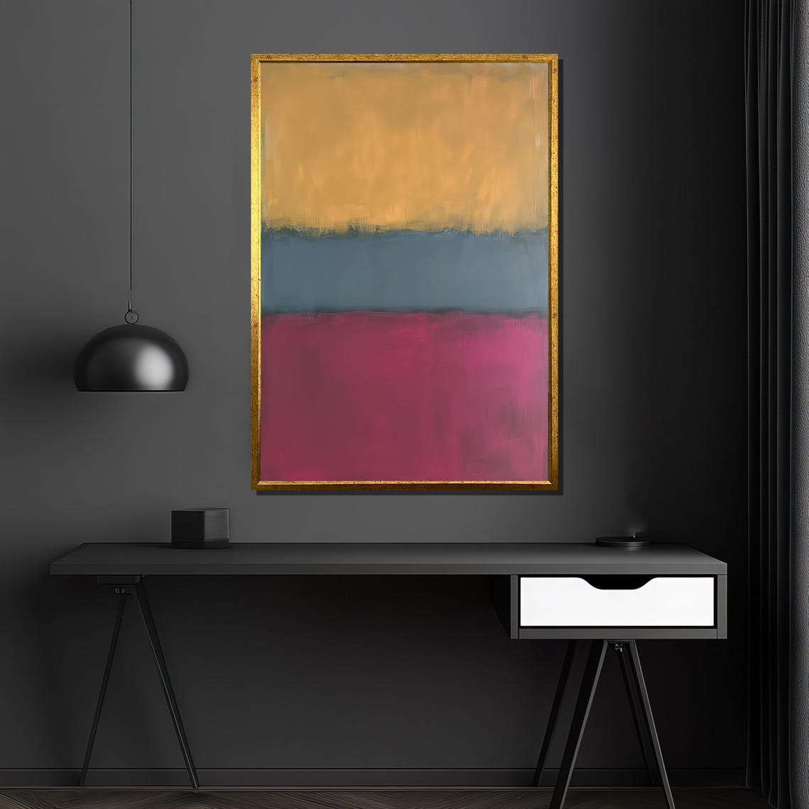 Rothko Style Gold Gray Magenta Bands Color Block Abstract Art Poster - Image 4