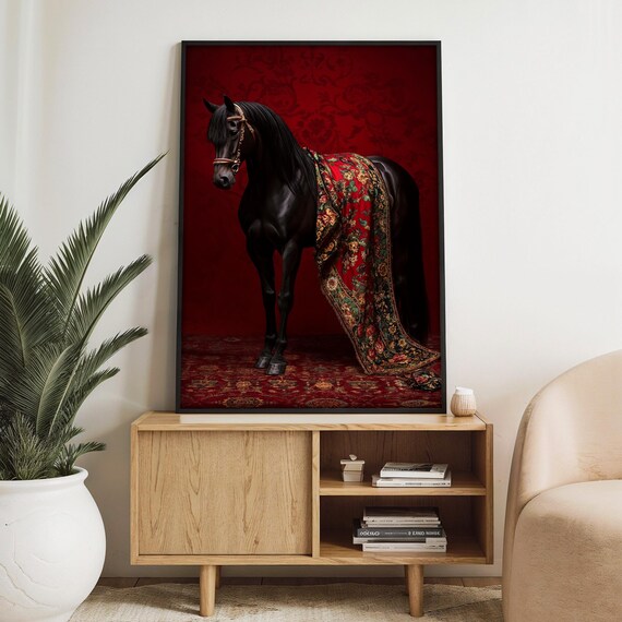 Elegant Gazelle Painting With Ornate Rug Design Wildlife Wall Art Gift For Nature Lovers And Luxury Home Dcor