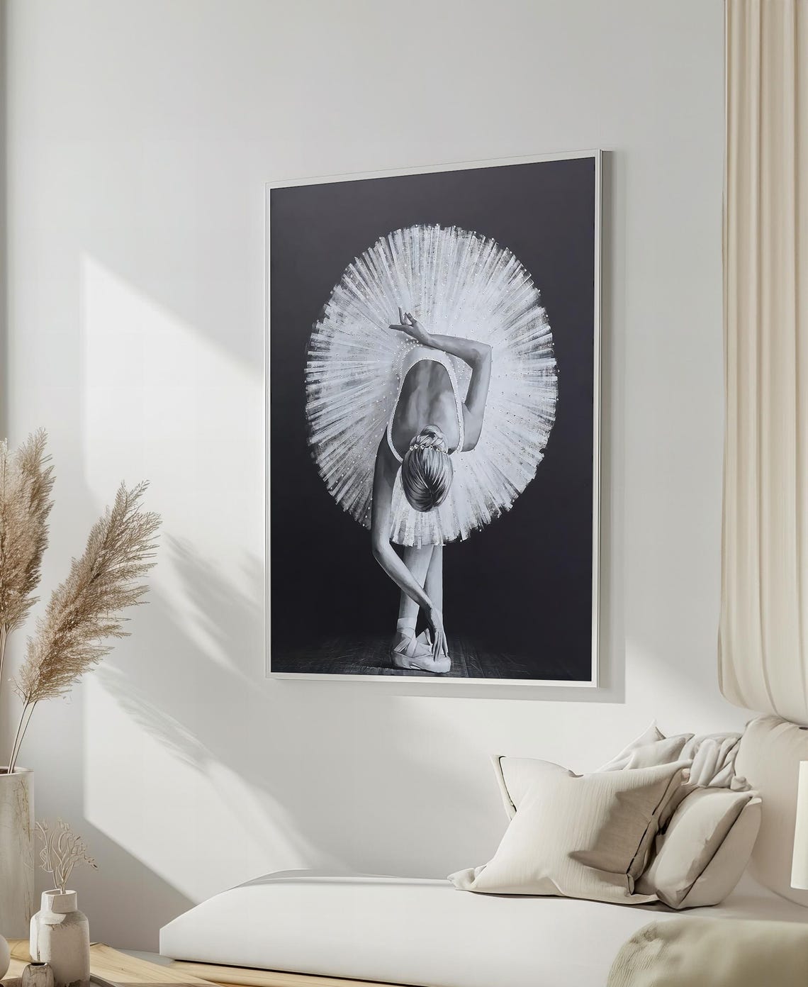 Black And White Ballerina Bowing Graceful Ballet Dance Wall Poster