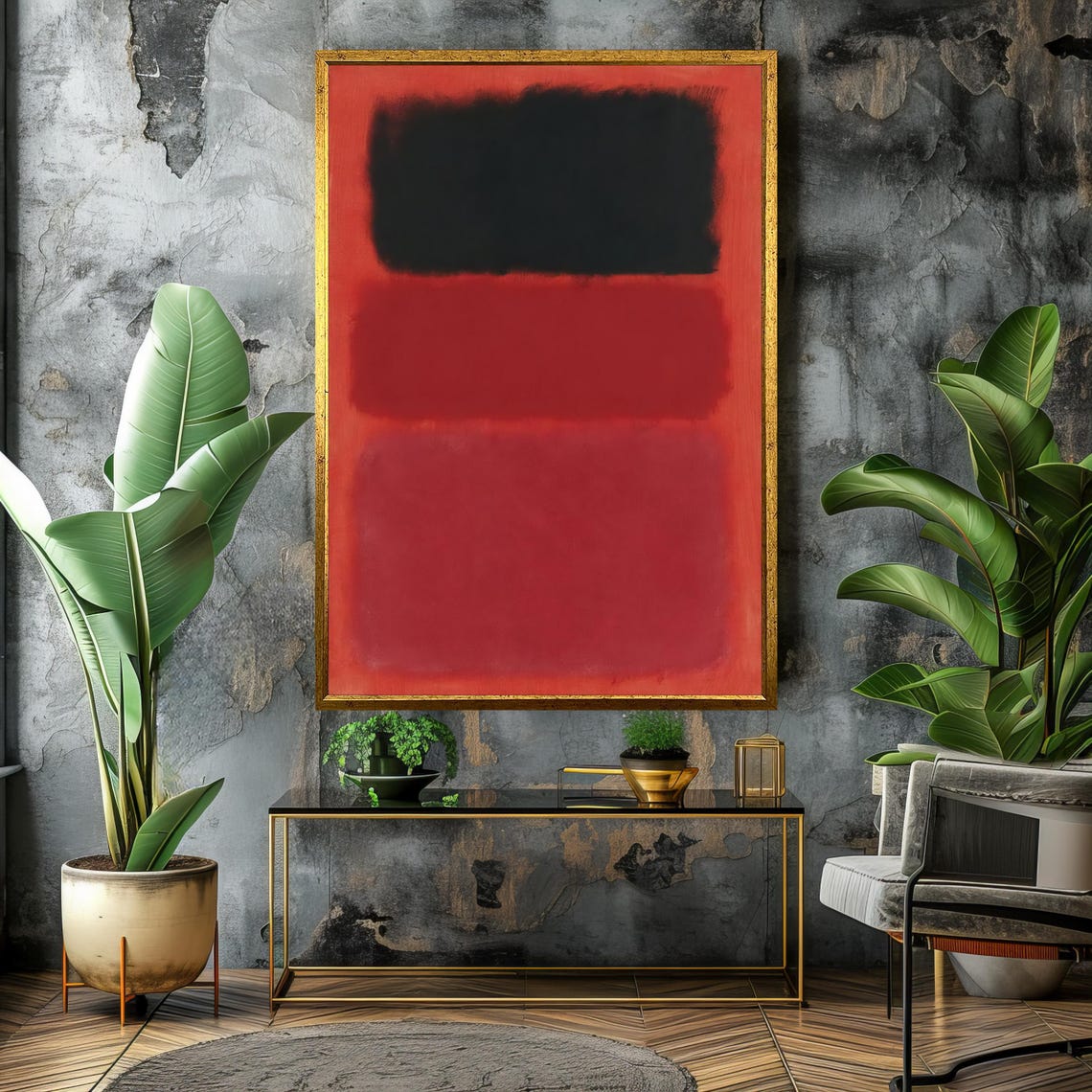 Bold Red Black Abstract Color-Field Striking Modern Art Poster - Image 4