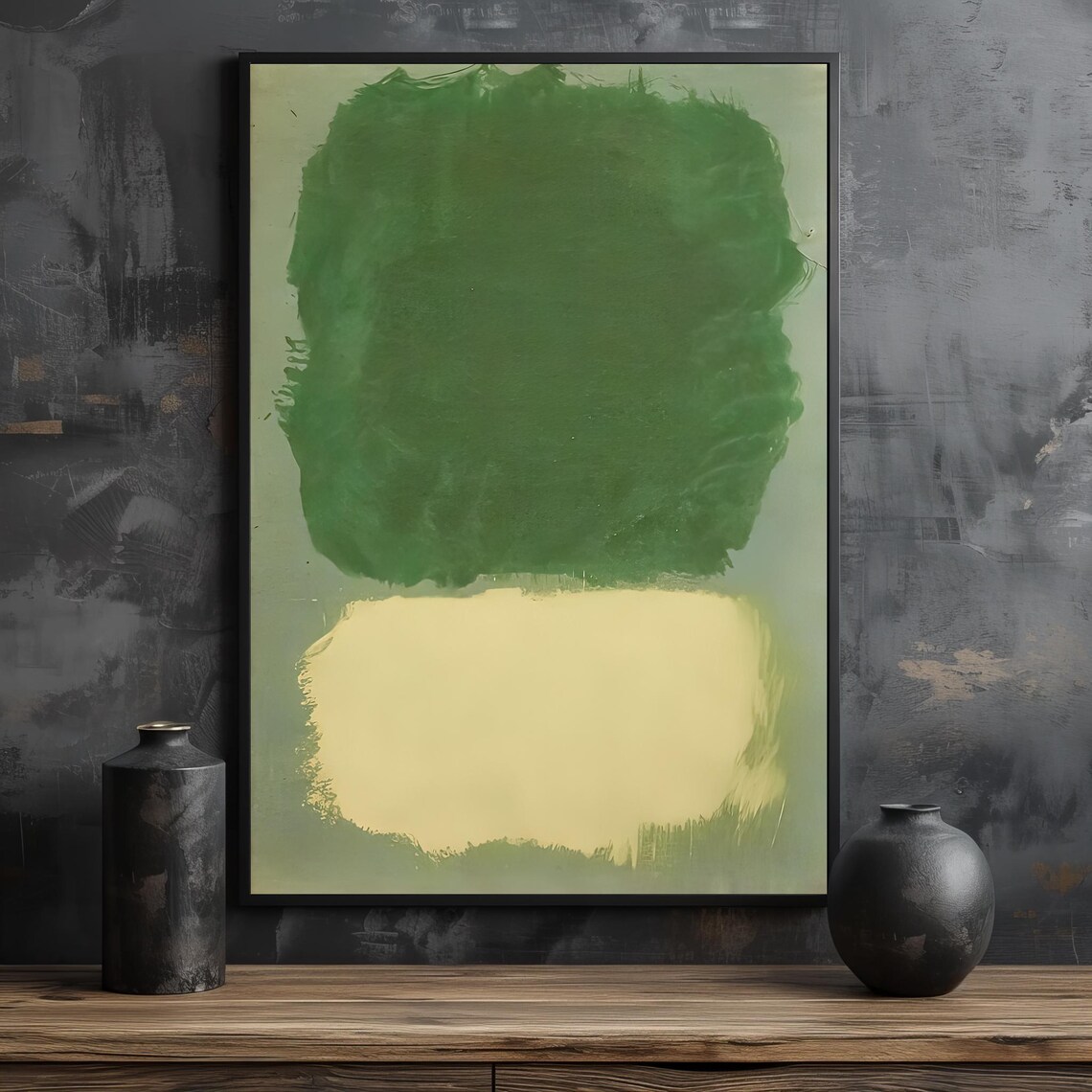 Soothing Green Cream Abstract Color-Field Nature Decor Art Poster - Image 2