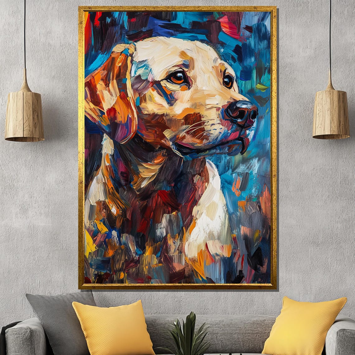 Colorful Labrador Dog Portrait Impressionist Pet Lover Art Poster