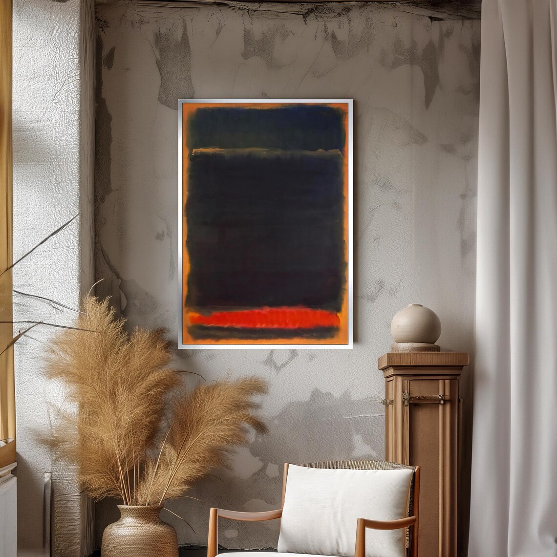 Mark Rothko Painting Deep Black And Red Abstract Art With Orange Borders Unique Gift For Modern Art Enthusiasts - Image 3