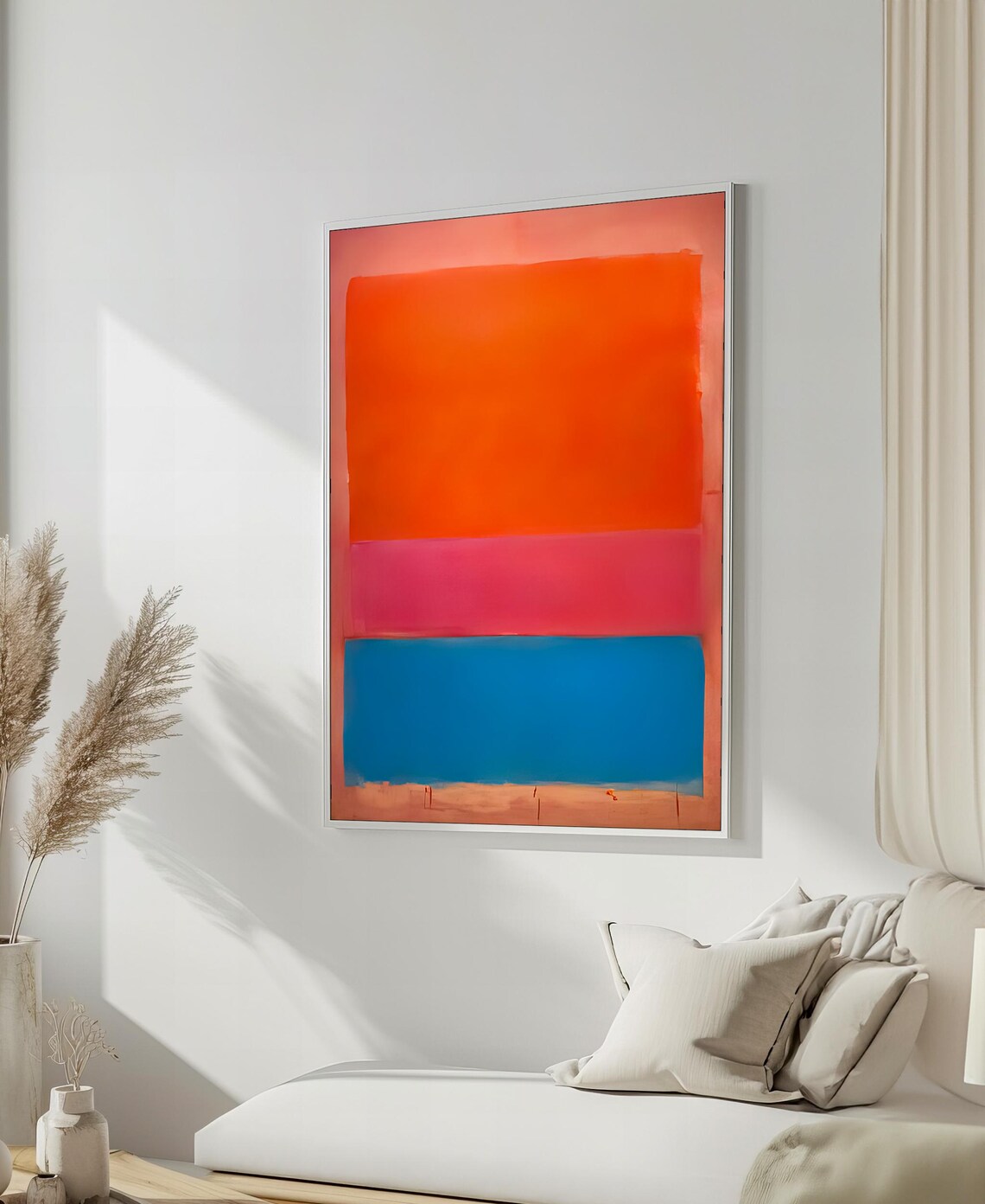 Red Pink Blue Stacked Color Field Abstract Vibrant Modern Poster