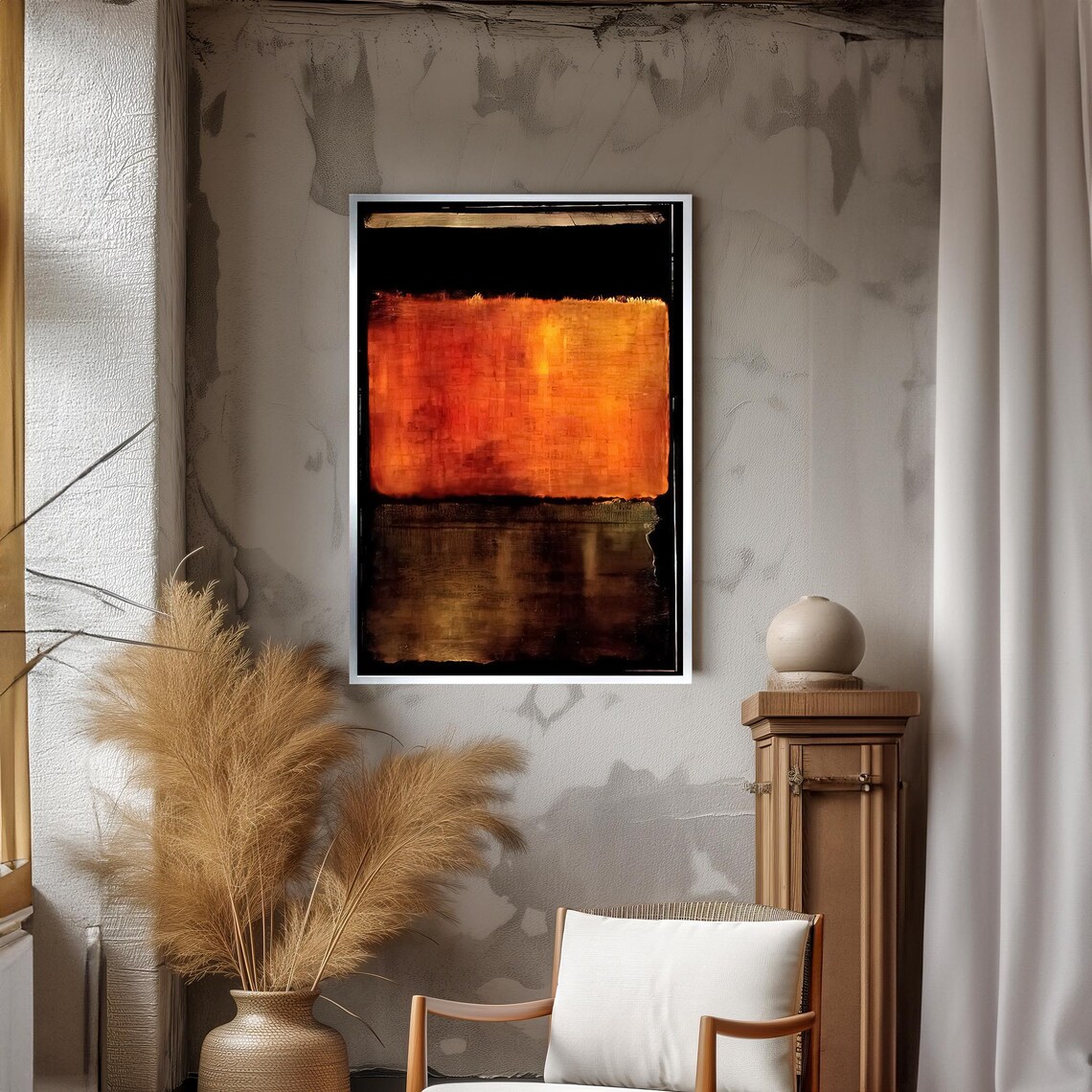 Orange And Black Abstract Painting Mark Rothko Art With Rich Hues For Modern Home Decor Unique Gift Idea - Image 3