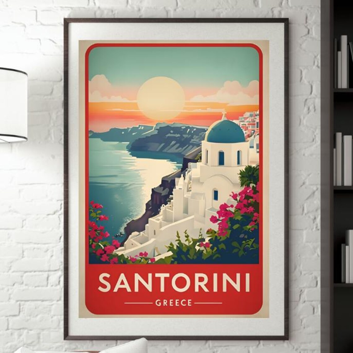 Santorini Travel Poster, Greek Holiday Travel Poster