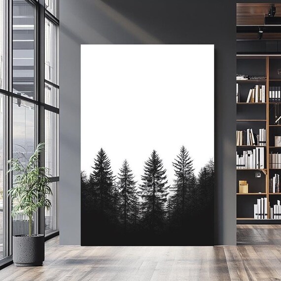 Minimalist Woods Wall Art Landscape Modern Serene Forest Landscape Minimalist Wall Decor For Living Room Bedroom Or Office