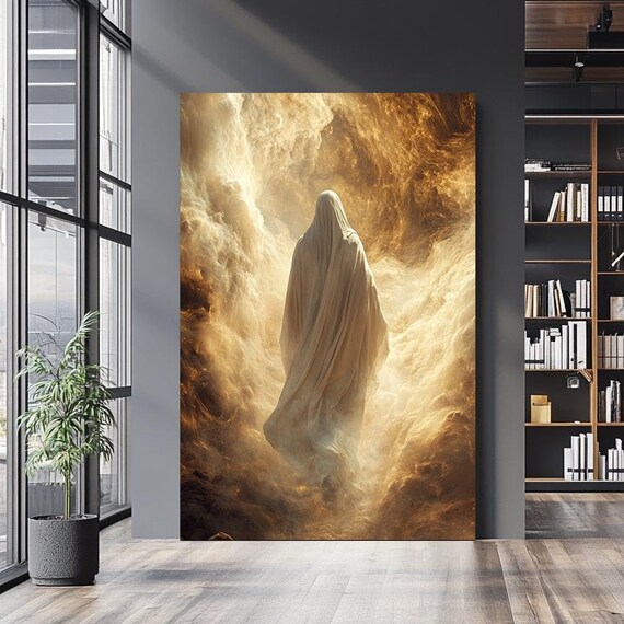 Jesus Christ Entering Heavenly Golden Clouds Mystical Religious Poster