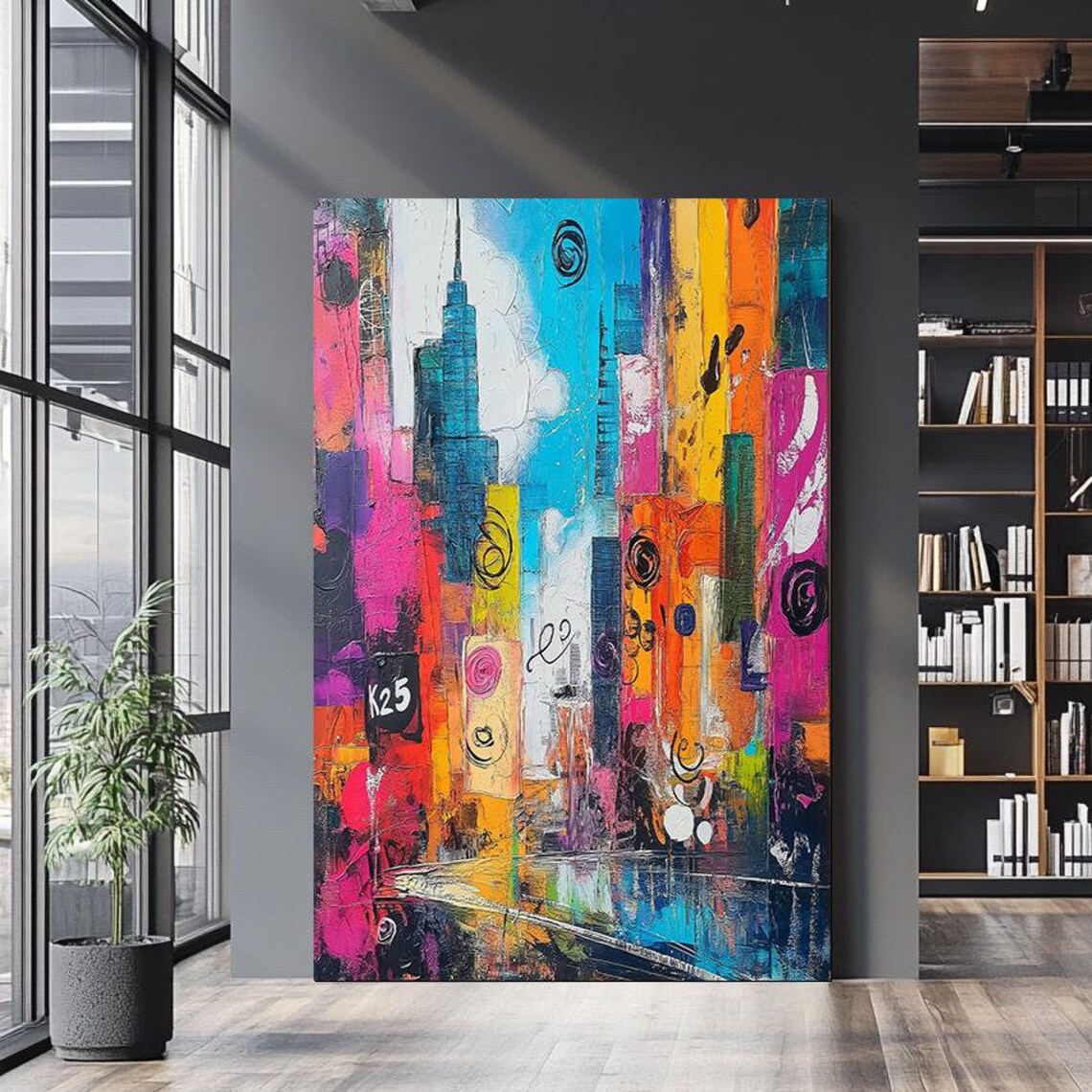 Cityscape Abstract, Urban Skyline Wall Art Print