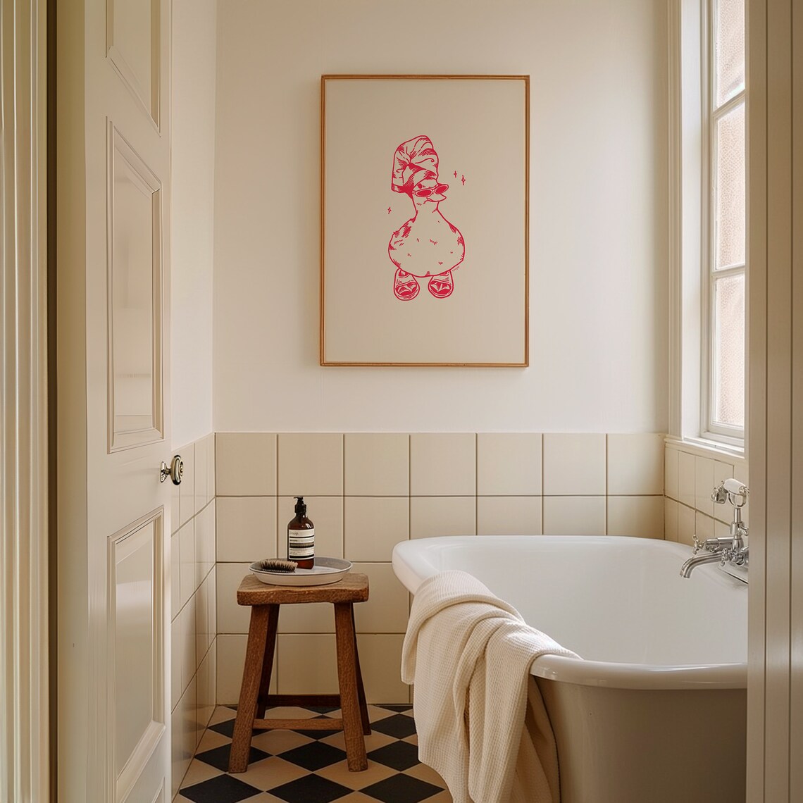 Cool Duck In Slippers Vintage Bathroom Poster - Image 3