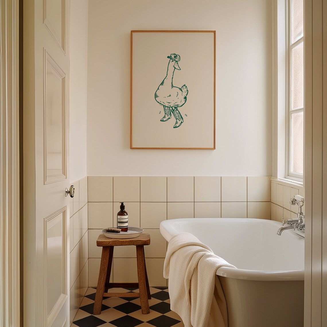 Western Duck Green Retro Art Print, Vintage Decor - Image 3