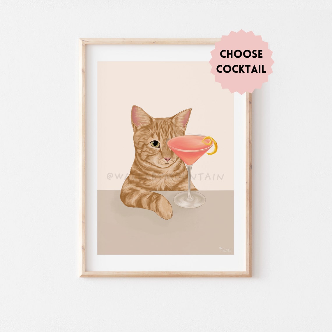 Cocktail Cat Print, Funny Cat Poster - Image 2