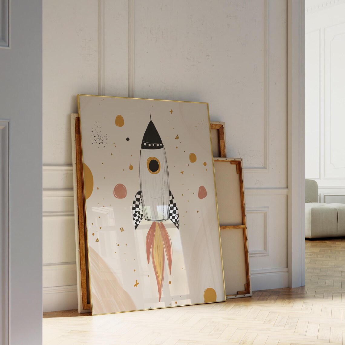 Space Rocket Art Print, Outer Space Nursery Decor - Image 3