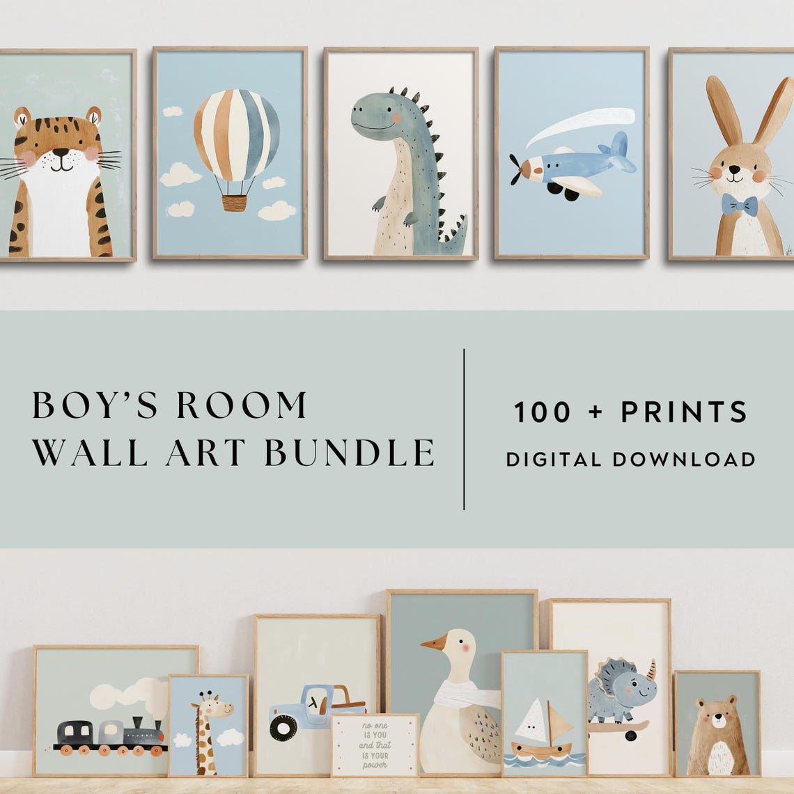 Boys Gallery Wall Bundle Train Astronaut Tiger Rocket Soccer Poster - Image 2