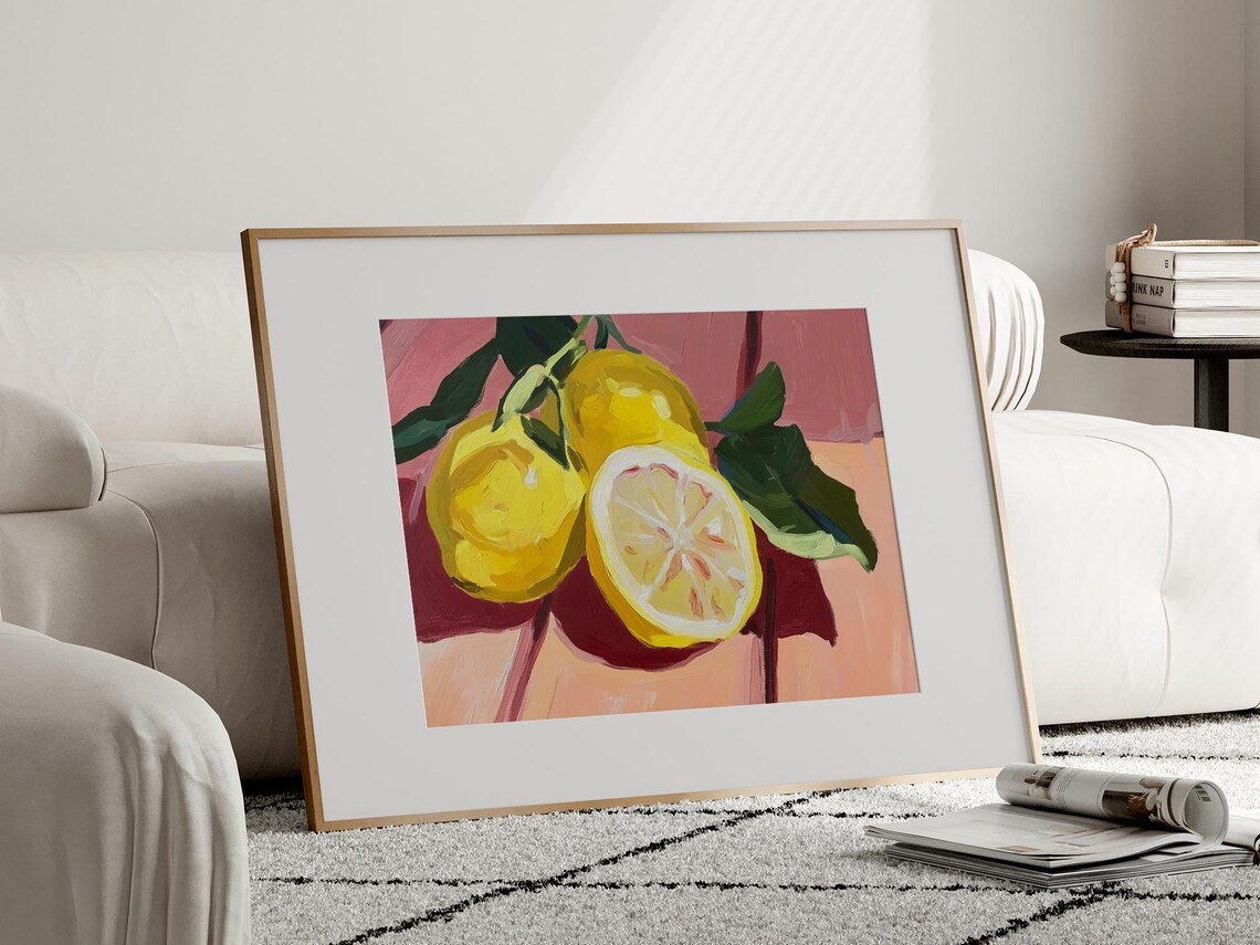 Lemon Wall Art Print Yellow Kitchen Decor Maximalist Fruit Art Summer Kitchen Print Trendy Gallery Wall - Image 4