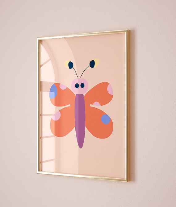 Adorable Butterfly Art Poster for Nursery in Playful Pastel Style