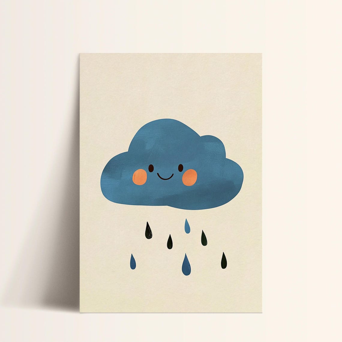 Smiling Blue Rain Cloud Cute Kids Weather Nursery Wall Poster - Image 5