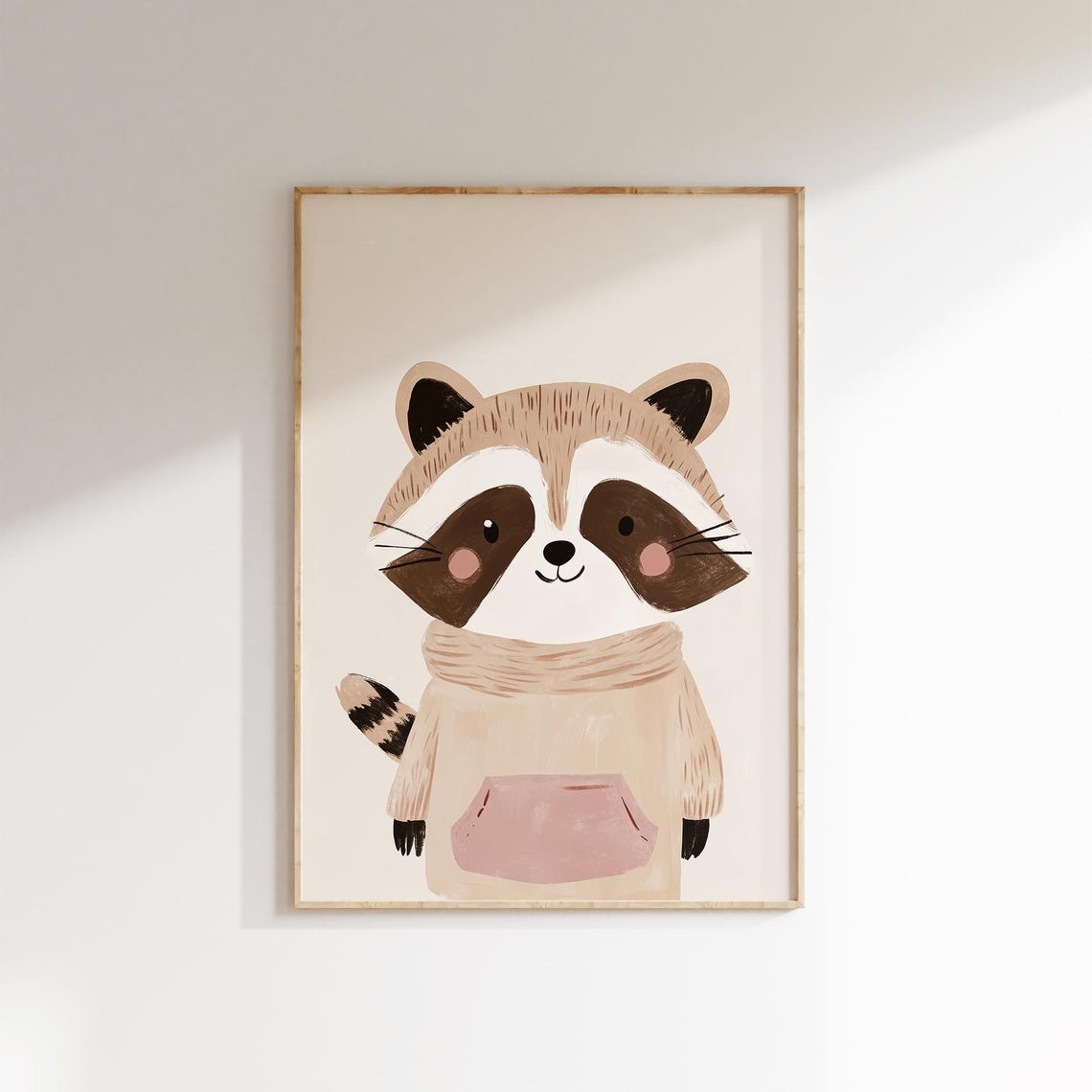 Raccoon Wall Art Woodland Animal Print Nursery Room Decor Kids Room Poster Cute Raccoon Woodland Theme Art - Image 2