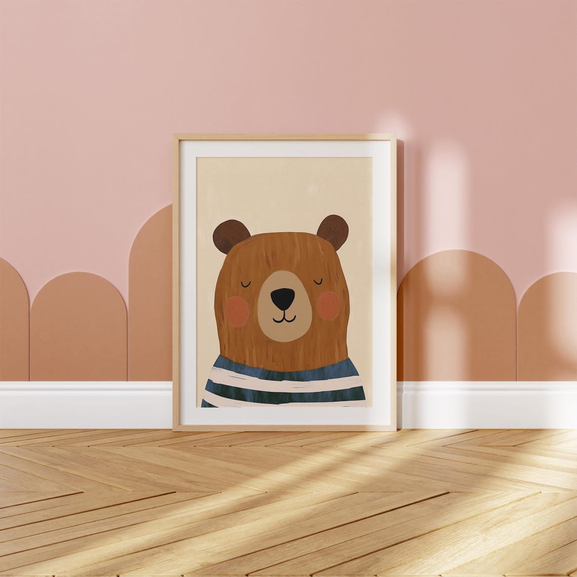 Sleepy Bear Wall Art Scandinavian Style Kids Room Decor Modern Nursery Print Neutral Animal Art - Image 5