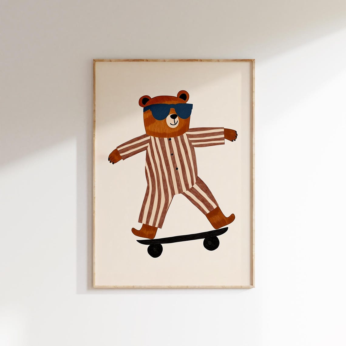 Cool Bear with Sunglasses Riding Skateboard Nursery Wall Art - Image 2