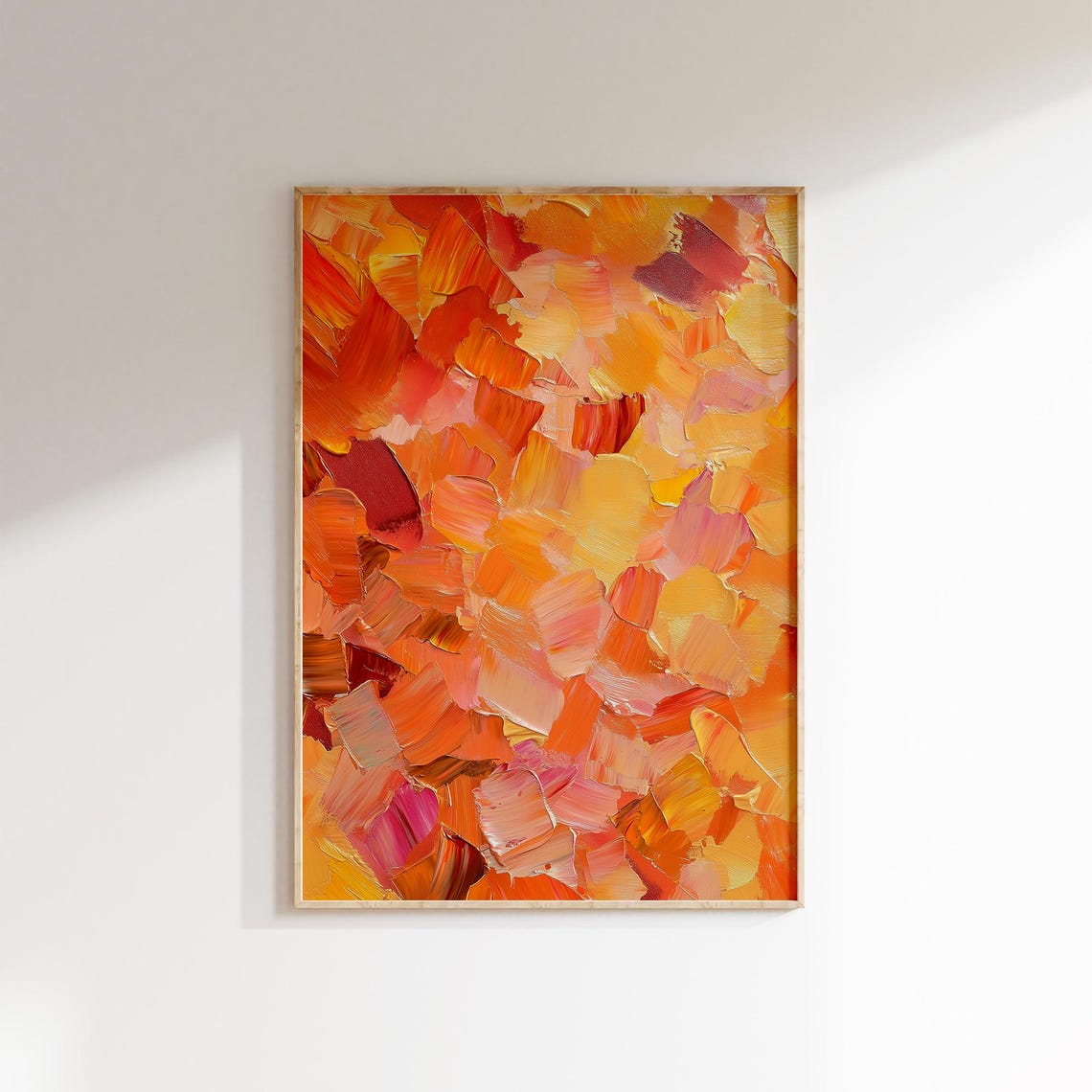 Burnt Orange Red Pink Textured Impasto Abstract Warm Art Poster