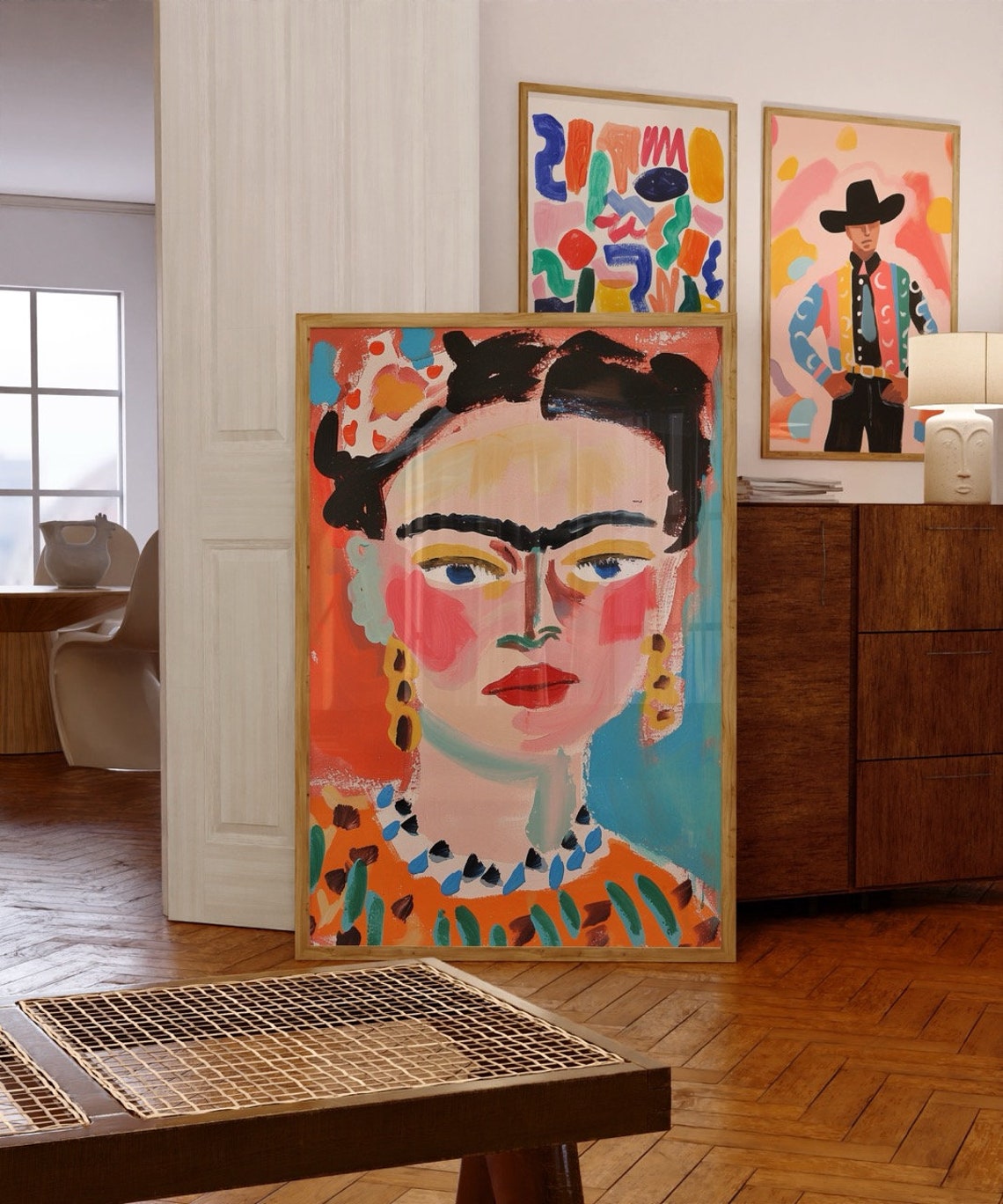 Frida Kahlo Inspired Colorful Portrait Bold Floral Artist Poster - Image 2