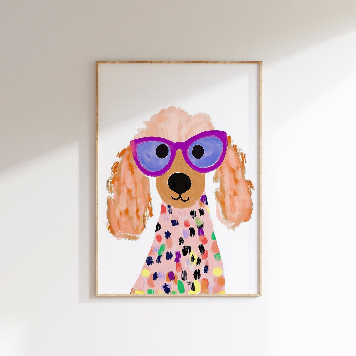 Cool Poodle With Purple Sunglasses Colorful Nursery Art Print