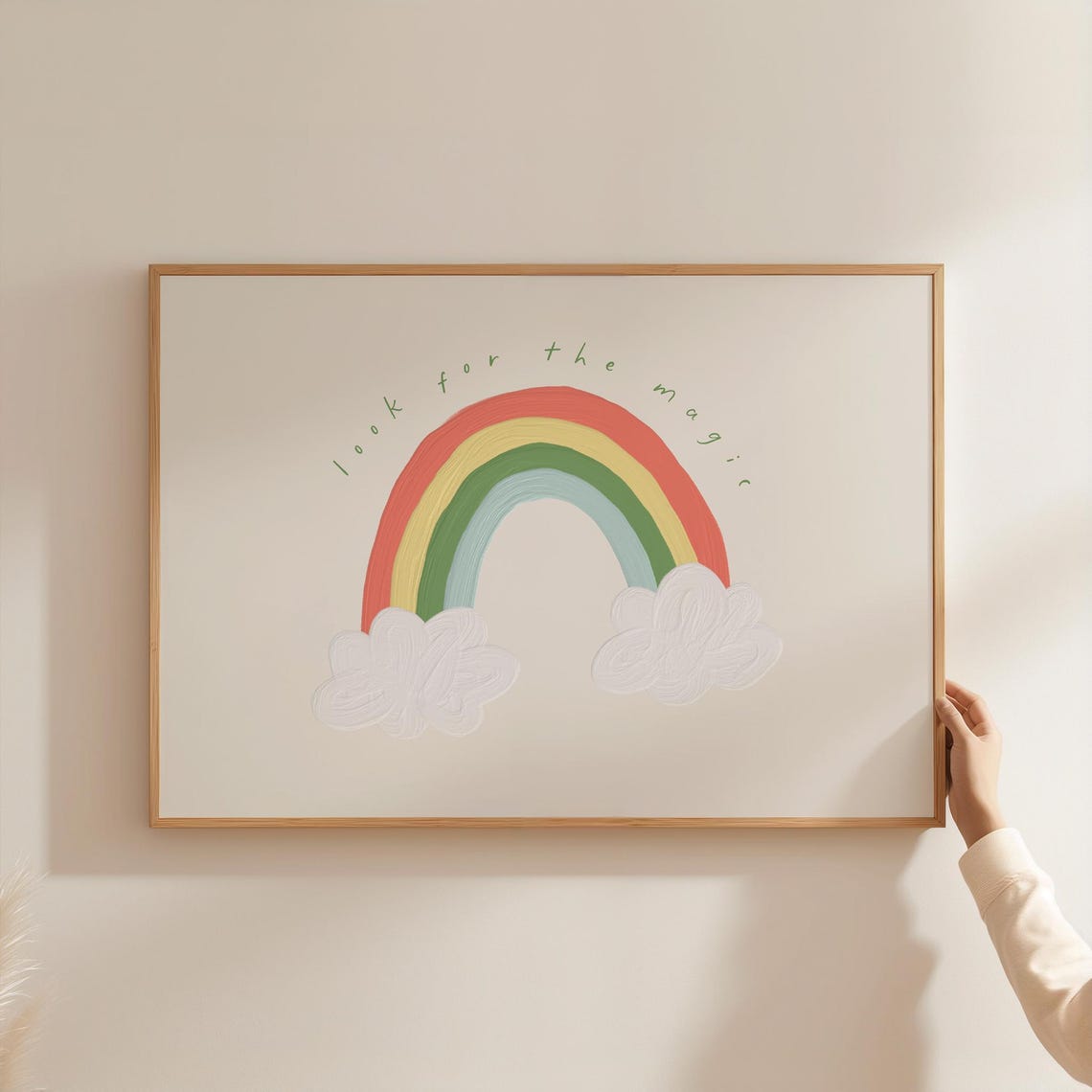 Look For The Magic Rainbow Clouds Hand Painted Nursery Art Poster - Image 2