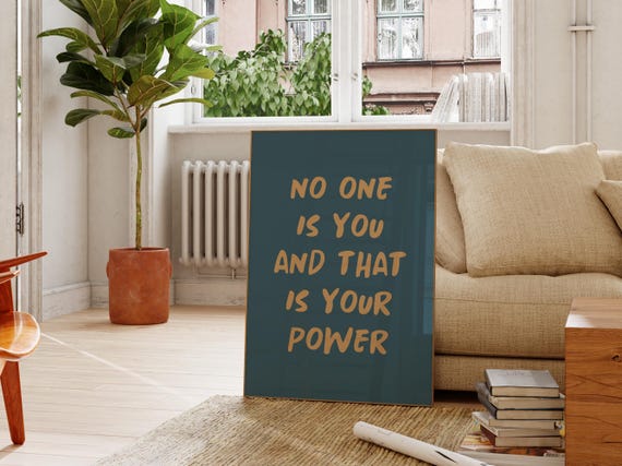 No One Is You Inspirational Quote Poster Motivational Wall Art Positive Affirmation Print Kids Room Decor Nursery Wall Art