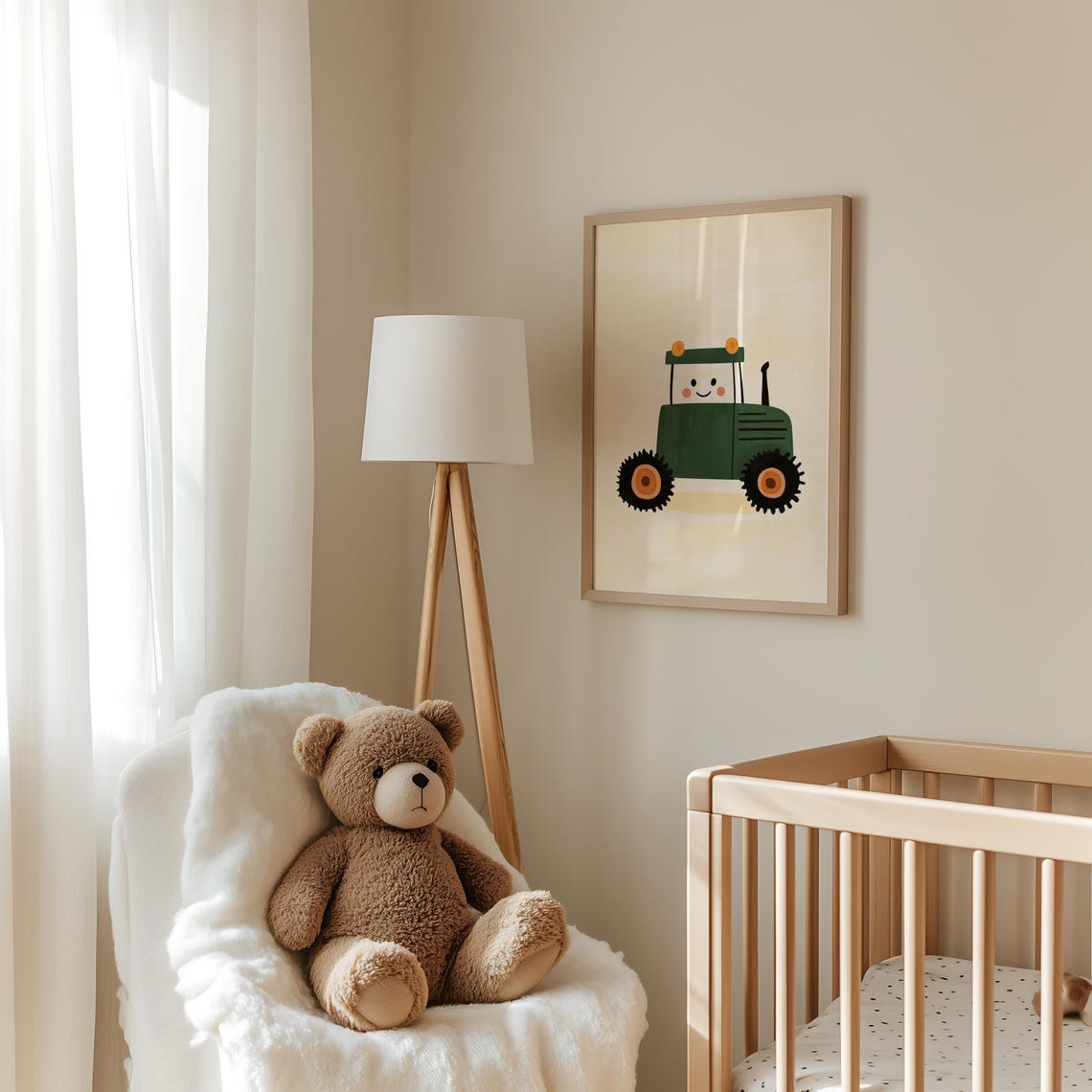 Cute Smiling Green Tractor Playroom Nursery Kids Room Art Poster - Image 4