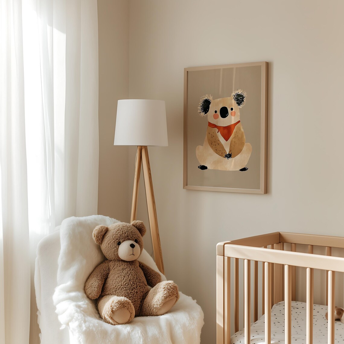 Cute Koala Orange Bandana Watercolor Australian Nursery Art Poster - Image 4
