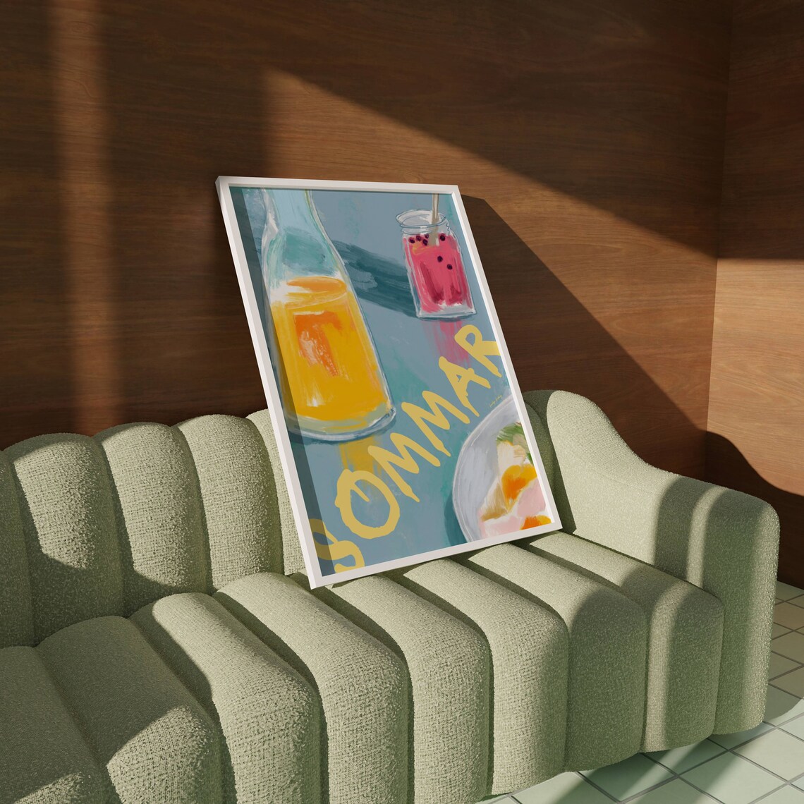 Blue Sommar Summer Juice Still Life Painted Scandinavian Wall Print - Image 2