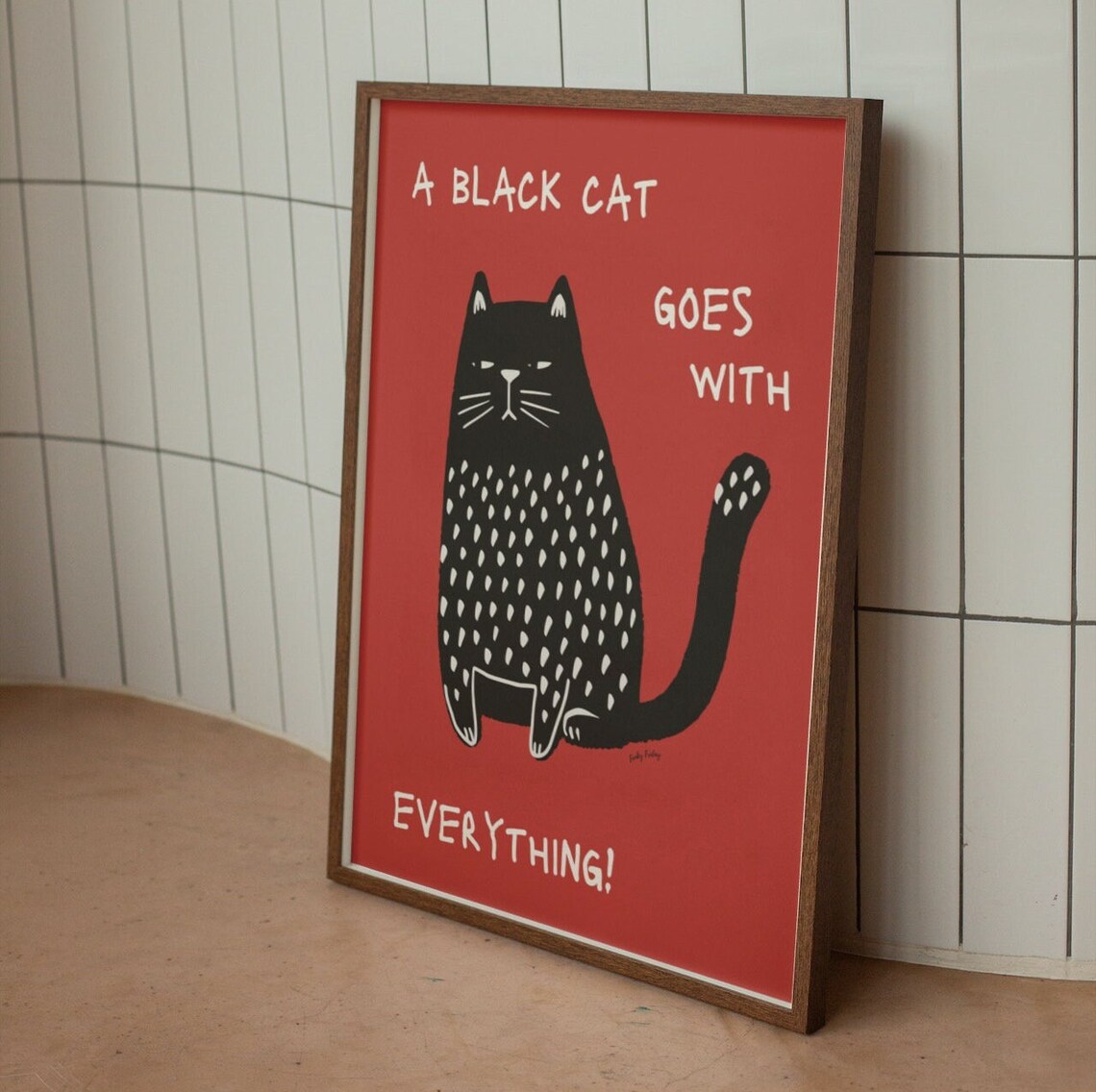 Black Cat Funny Cat Art Print, Cute Kitten Illustration - Image 2