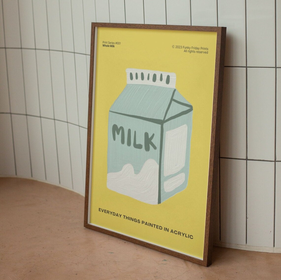 Whole Milk Carton Yellow Acrylic Everyday Things Kitchen Poster - Image 2