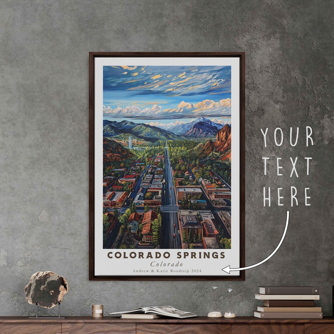 Colorado Springs Colorado Mountain City Aerial Travel Poster - Image 3