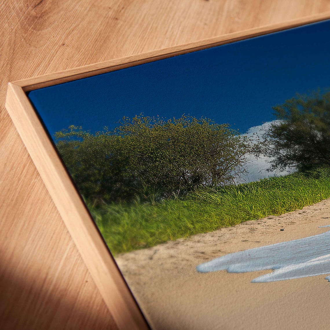 Ocean Surf Waves Crashing Onto Sandy Beach Wall Art Print Tropical Island Gift For Surfer Blue Water Ready To Hang - Image 2