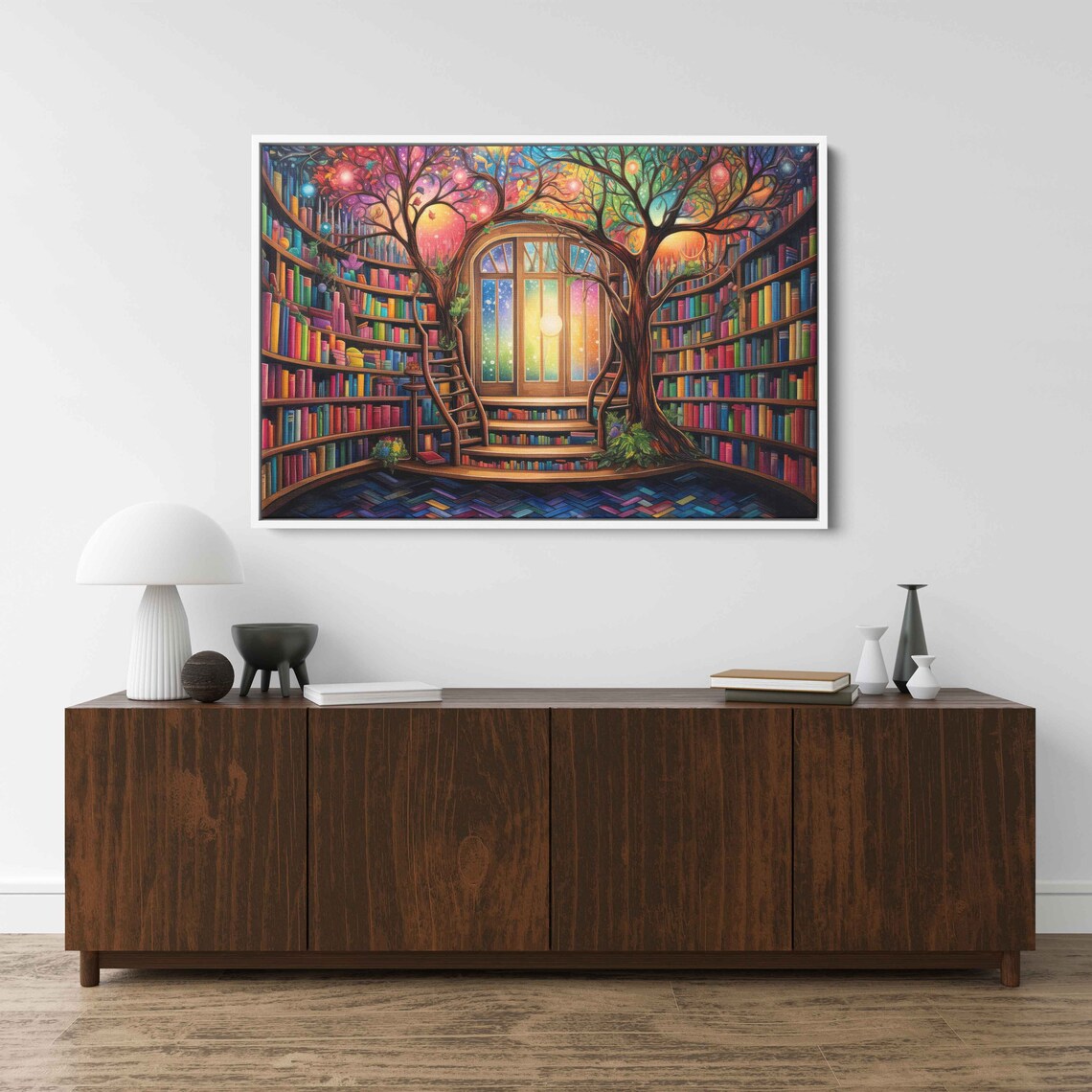 Magical Enchanted Library Tree Of Knowledge Fantasy Art - Image 2