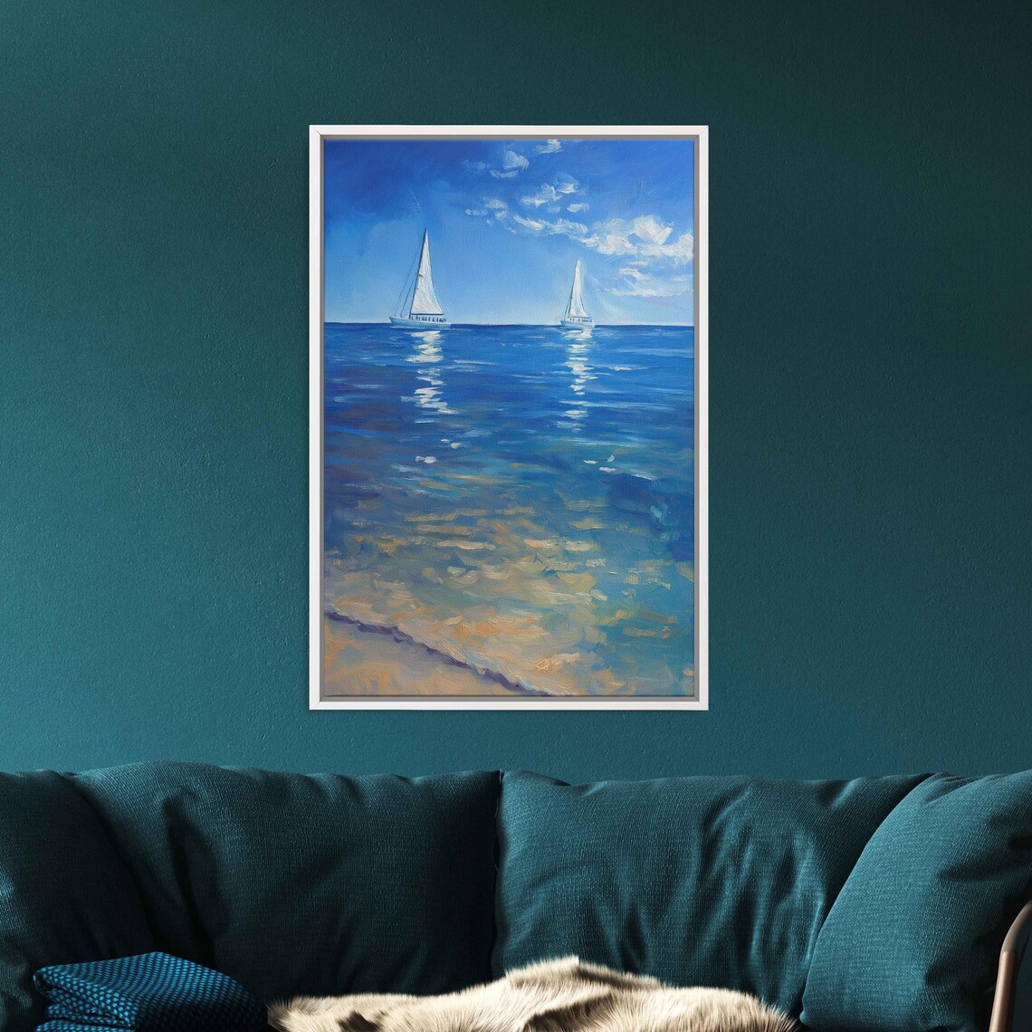 Peaceful Ocean View With Sailboats Art Print - Image 3