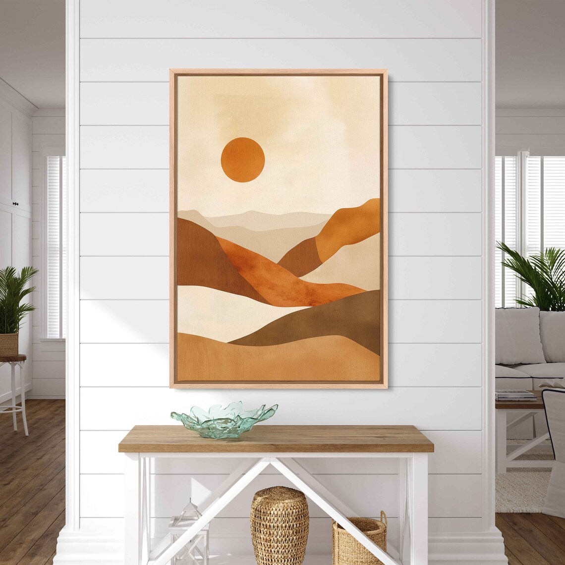 Neutral Desert Boho Style Wall Art Print Minimalist Design Abstract Shapes Desert Moon Eclectic Print Ready To Hang