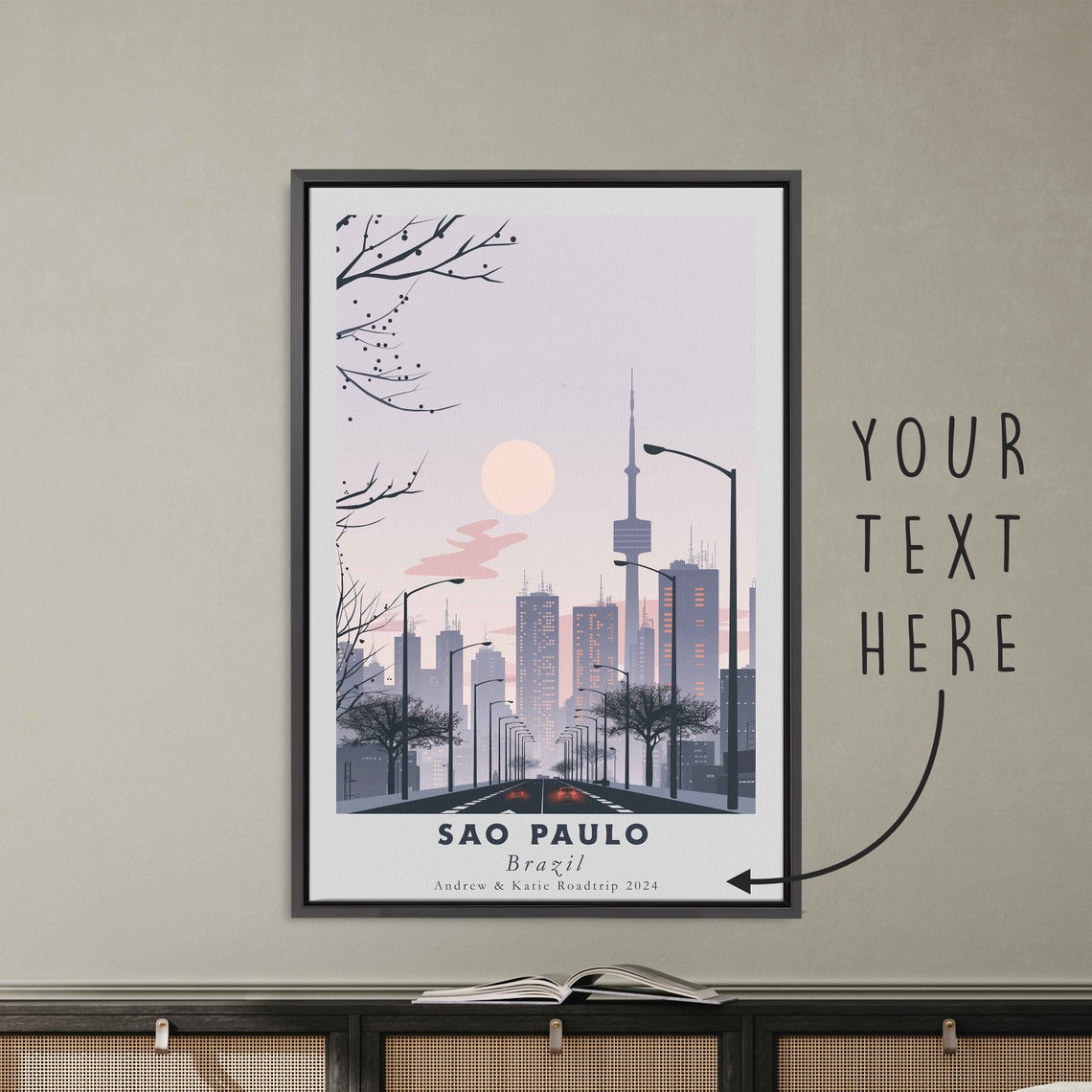 Sao Paulo Brazil Dusk Boulevard Street Lights Tower Minimal Poster - Image 3